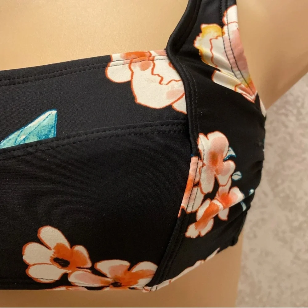 Xhilaration Black Floral Bikini Top